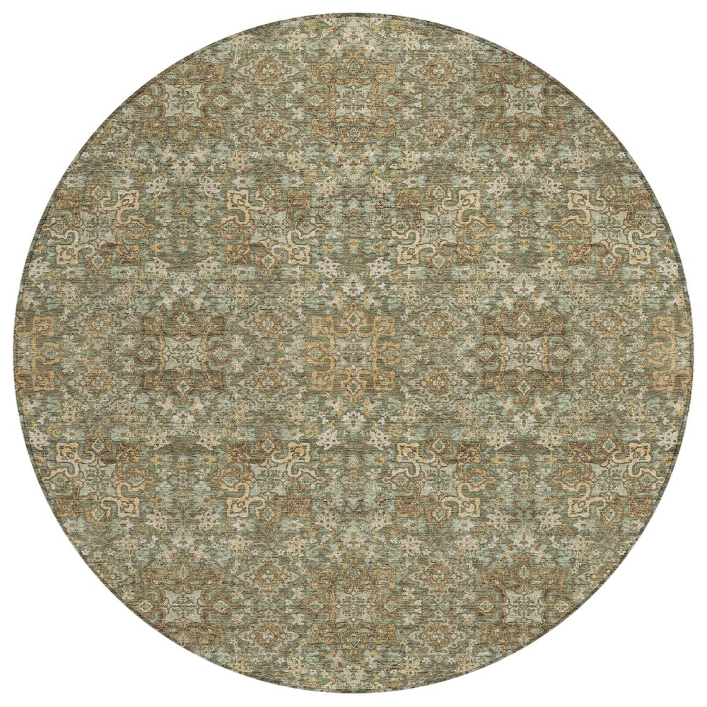 Machine Washable Indoor/Outdoor Chantille ACN2705 Green 8' x 8' Round Rug. Picture 1