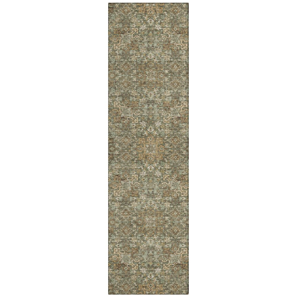 Machine Washable Indoor/Outdoor Chantille ACN2705 Green 2'3" x 7'6" Runner Rug. Picture 1