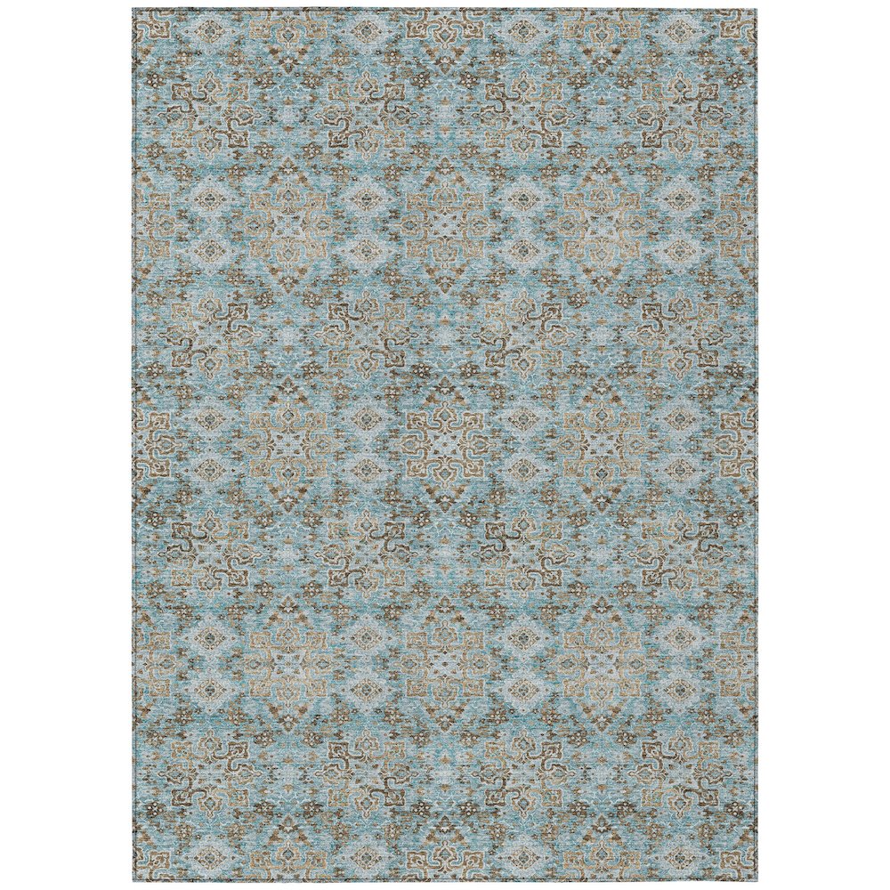 Machine Washable Indoor/Outdoor Chantille ACN2705 Teal 2'6" x 3'10" Rug. Picture 1