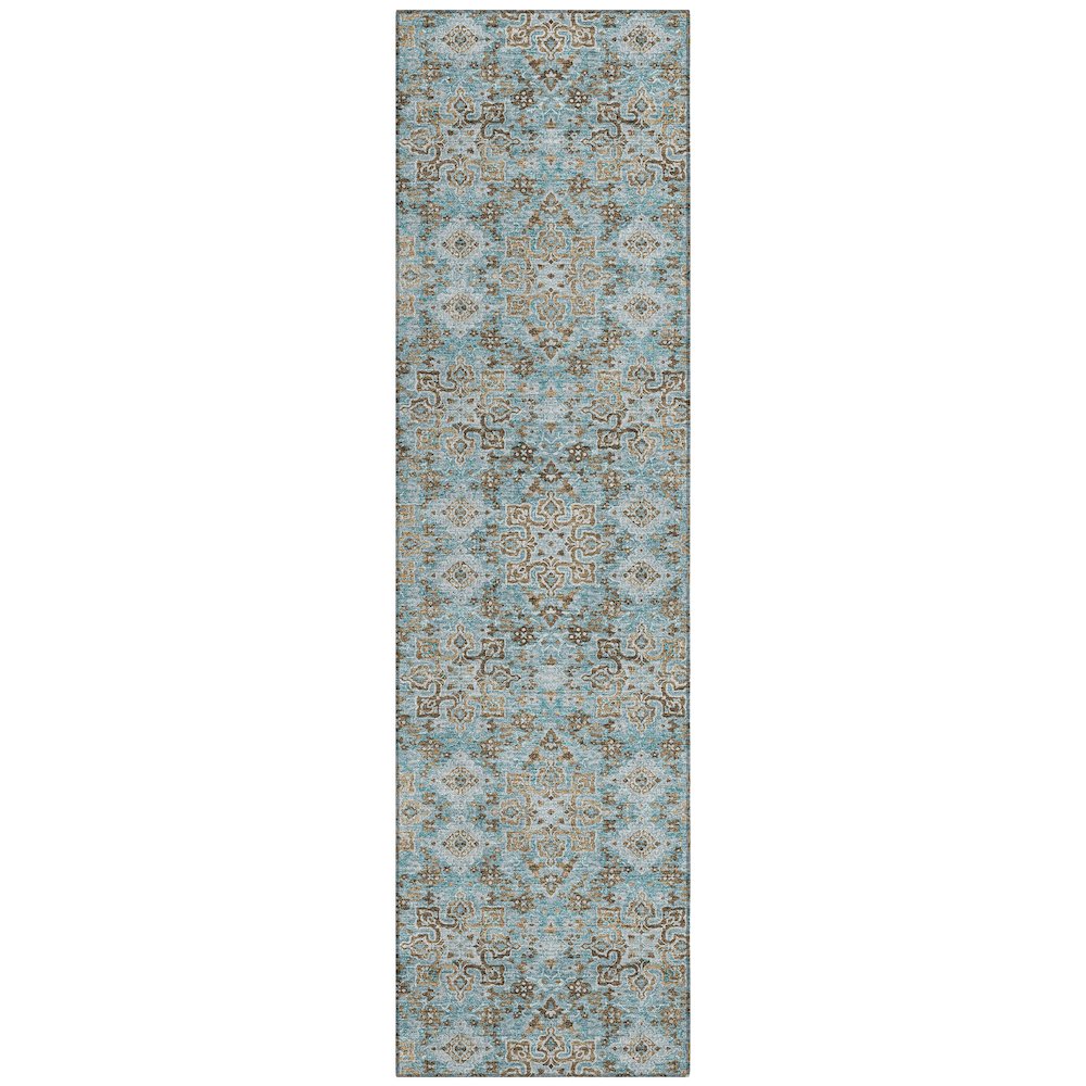 Machine Washable Indoor/Outdoor Chantille ACN2705 Teal 2'3" x 7'6" Runner Rug. Picture 1