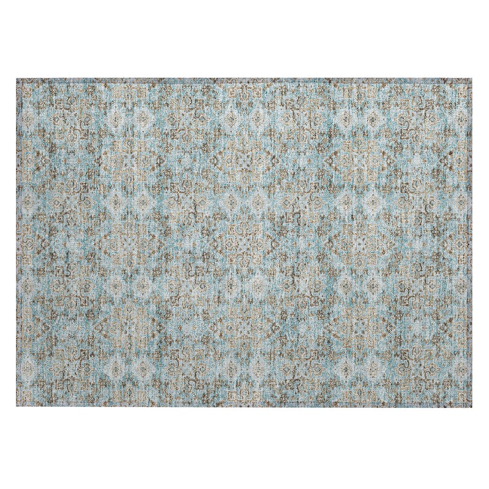 Machine Washable Indoor/Outdoor Chantille ACN2705 Teal 1'8" x 2'6" Rug. Picture 1
