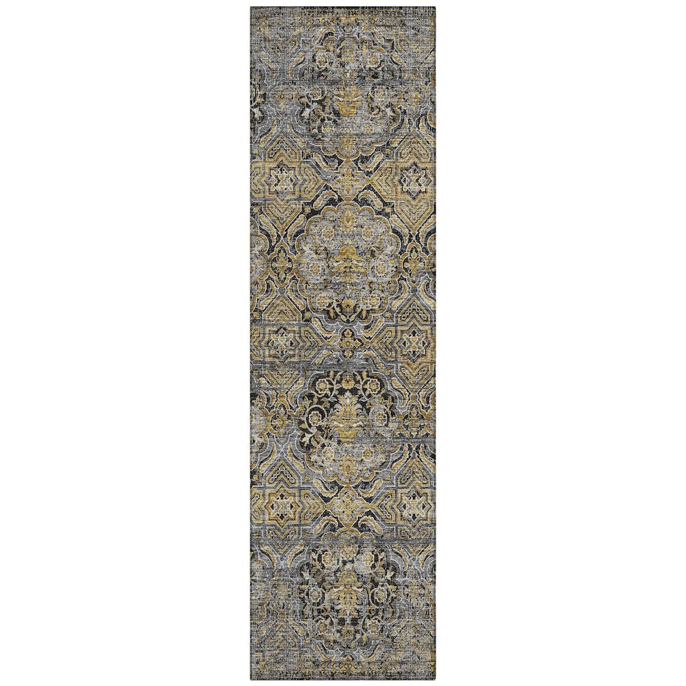 Machine Washable Indoor/Outdoor Chantille ACN2706 Black 2'3" x 7'6" Runner Rug. Picture 1