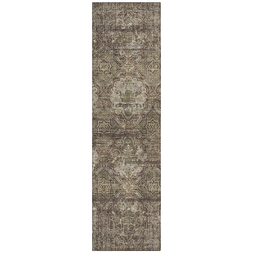 Machine Washable Indoor/Outdoor Chantille ACN2706 Brown 2'3" x 7'6" Runner Rug. Picture 1