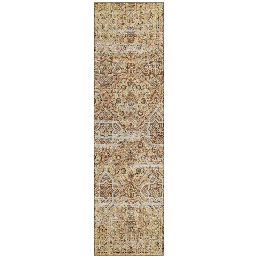 Machine Washable Indoor/Outdoor Chantille ACN2706 Orange 2'3" x 7'6" Runner Rug. Picture 1