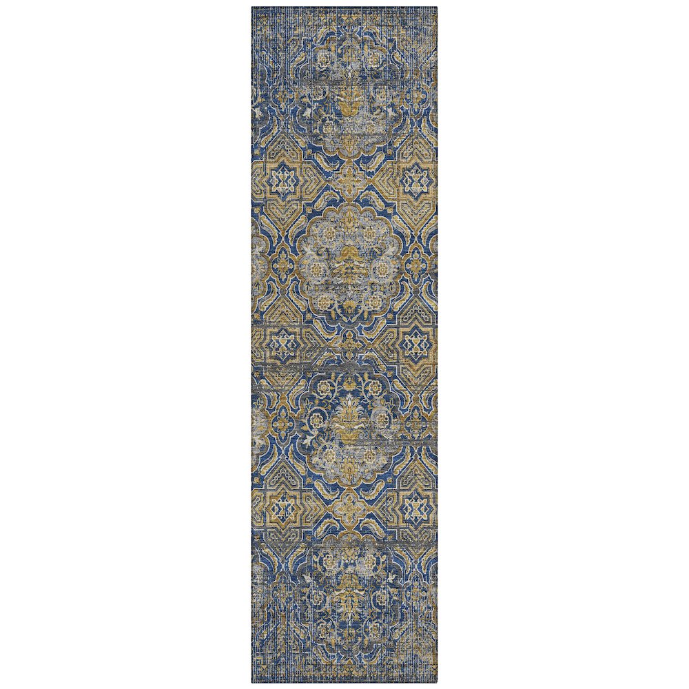 Machine Washable Indoor/Outdoor Chantille ACN2706 Blue 2'3" x 7'6" Runner Rug. Picture 1