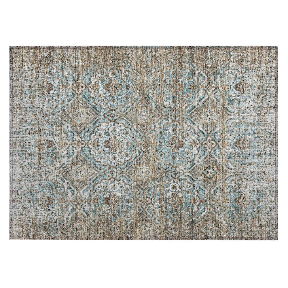 Machine Washable Indoor/Outdoor Chantille ACN2706 Teal 1'8" x 2'6" Rug. Picture 1