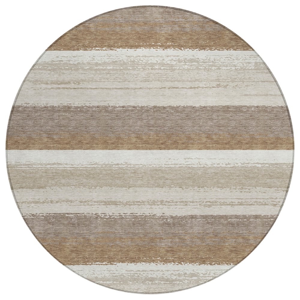 Machine Washable Indoor/Outdoor Chantille ACN2707 Brown 8' x 8' Round Rug. Picture 1