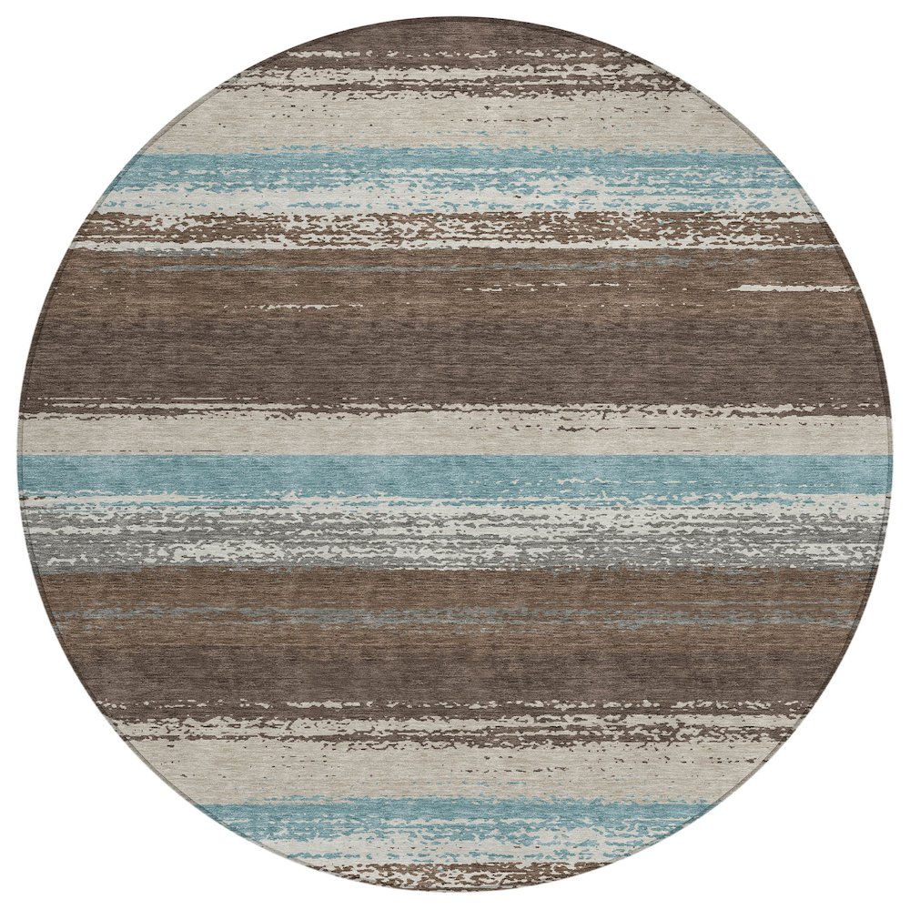 Machine Washable Indoor/Outdoor Chantille ACN2707 Brown 8' x 8' Round Rug. Picture 1