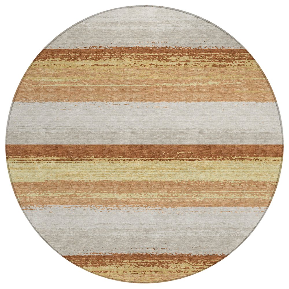 Machine Washable Indoor/Outdoor Chantille ACN2707 Orange 8' x 8' Round Rug. Picture 1