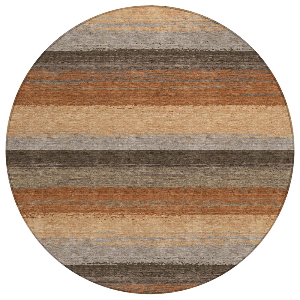 Machine Washable Indoor/Outdoor Chantille ACN2707 Orange 8' x 8' Round Rug. Picture 1