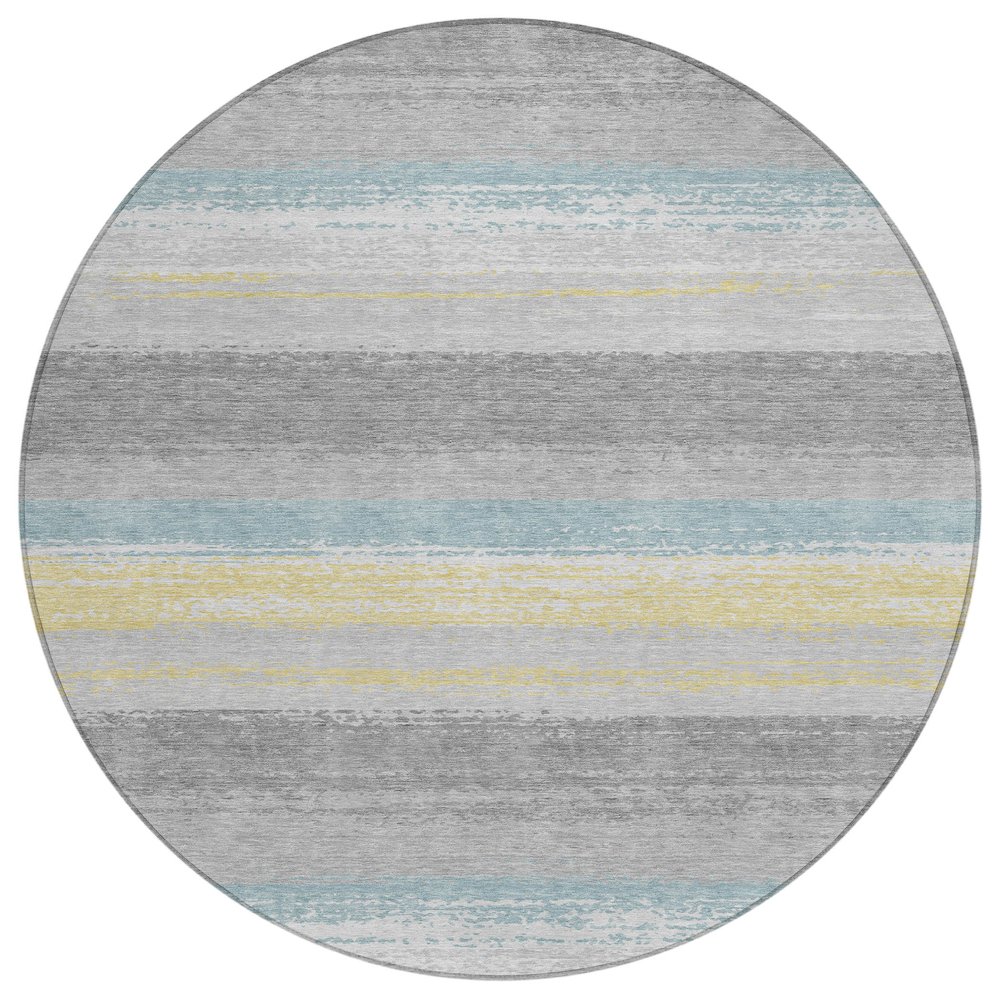 Machine Washable Indoor/Outdoor Chantille ACN2707 Gray 8' x 8' Round Rug. Picture 1