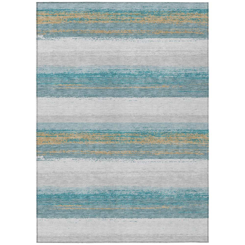 Machine Washable Indoor/Outdoor Chantille ACN2707 Teal 2'6" x 3'10" Rug. Picture 1