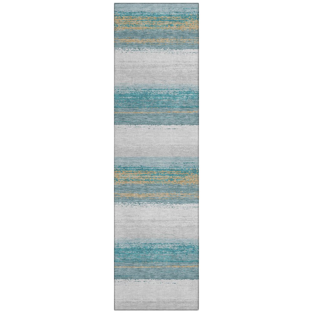 Machine Washable Indoor/Outdoor Chantille ACN2707 Teal 2'3" x 7'6" Runner Rug. Picture 1