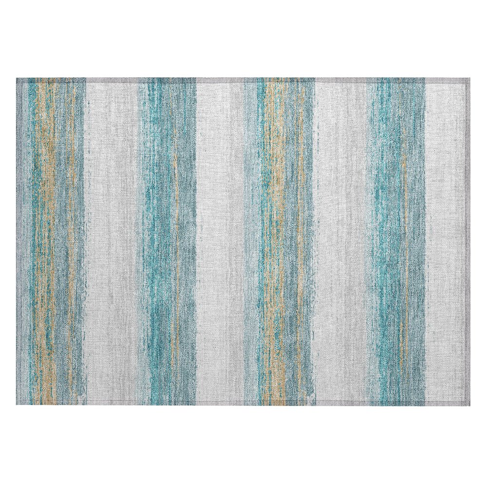 Machine Washable Indoor/Outdoor Chantille ACN2707 Teal 1'8" x 2'6" Rug. Picture 1