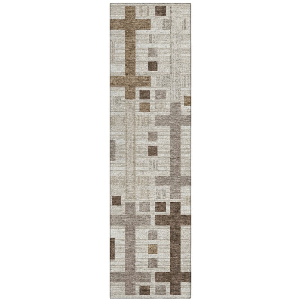 Machine Washable Indoor/Outdoor Chantille ACN2708 Brown 2'3" x 7'6" Runner Rug. Picture 1