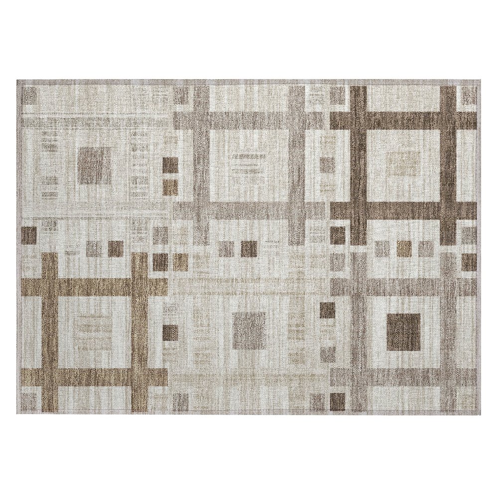 Machine Washable Indoor/Outdoor Chantille ACN2708 Brown 1'8" x 2'6" Rug. Picture 1