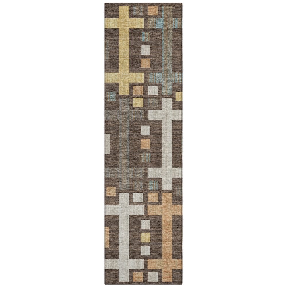 Machine Washable Indoor/Outdoor Chantille ACN2708 Brown 2'3" x 7'6" Runner Rug. Picture 1