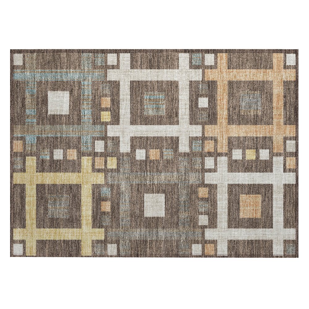 Machine Washable Indoor/Outdoor Chantille ACN2708 Brown 1'8" x 2'6" Rug. Picture 1