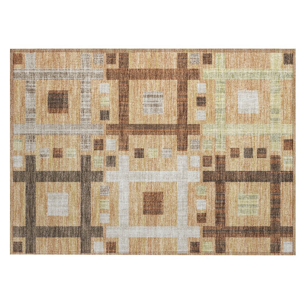 Machine Washable Indoor/Outdoor Chantille ACN2708 Orange 1'8" x 2'6" Rug. Picture 1