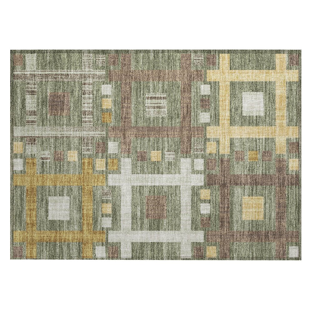 Machine Washable Indoor/Outdoor Chantille ACN2708 Green 1'8" x 2'6" Rug. Picture 1