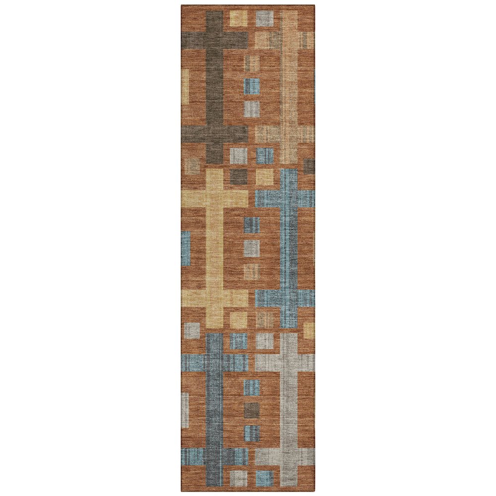 Machine Washable Indoor/Outdoor Chantille ACN2708 Orange 2'3" x 7'6" Runner Rug. Picture 1