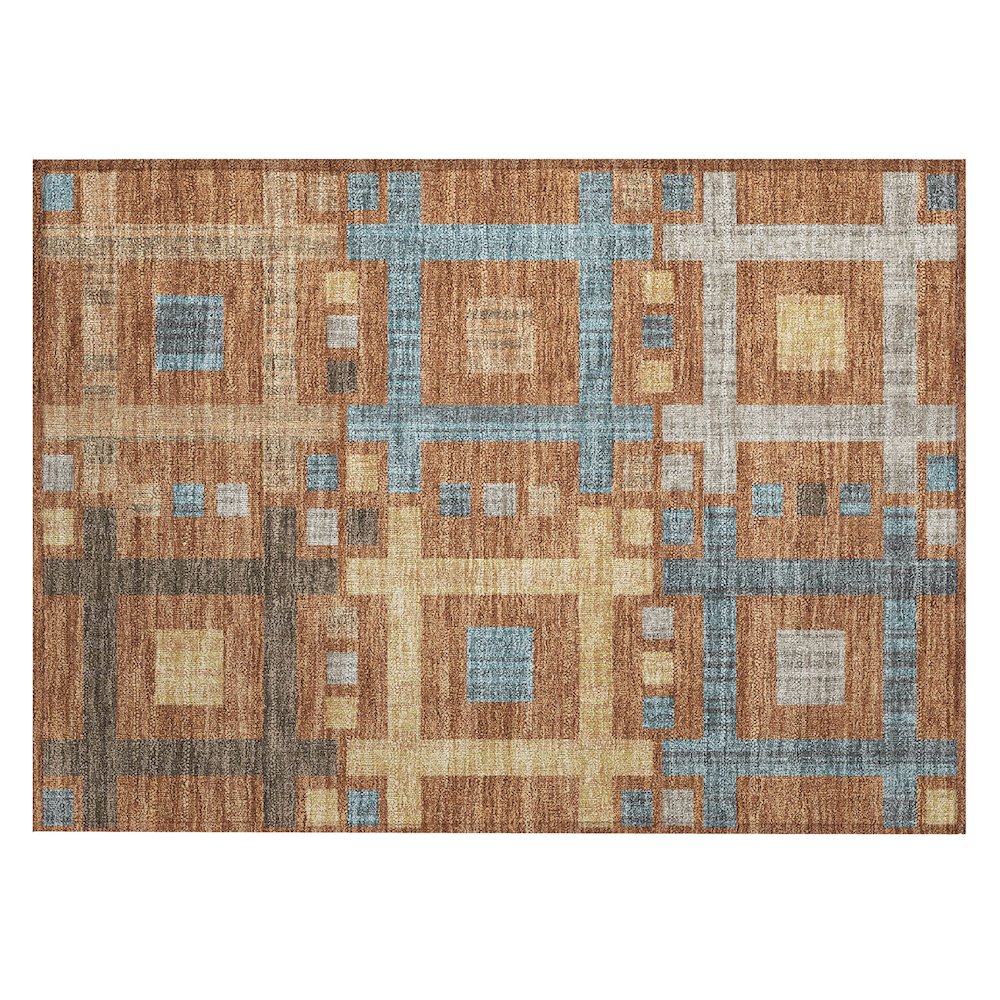Machine Washable Indoor/Outdoor Chantille ACN2708 Orange 1'8" x 2'6" Rug. Picture 1
