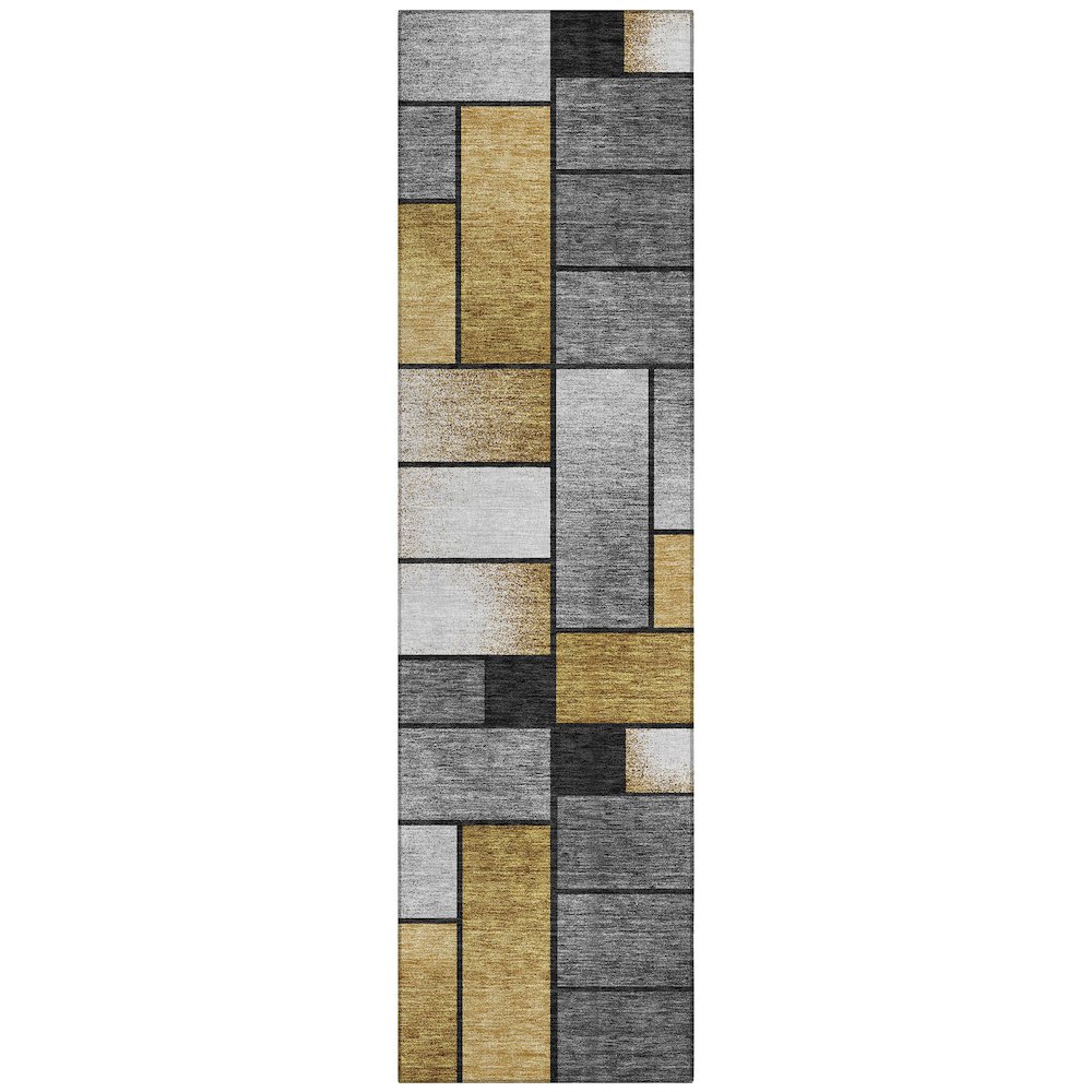 Machine Washable Indoor/Outdoor Chantille ACN2709 Black 2'3" x 7'6" Runner Rug. Picture 1