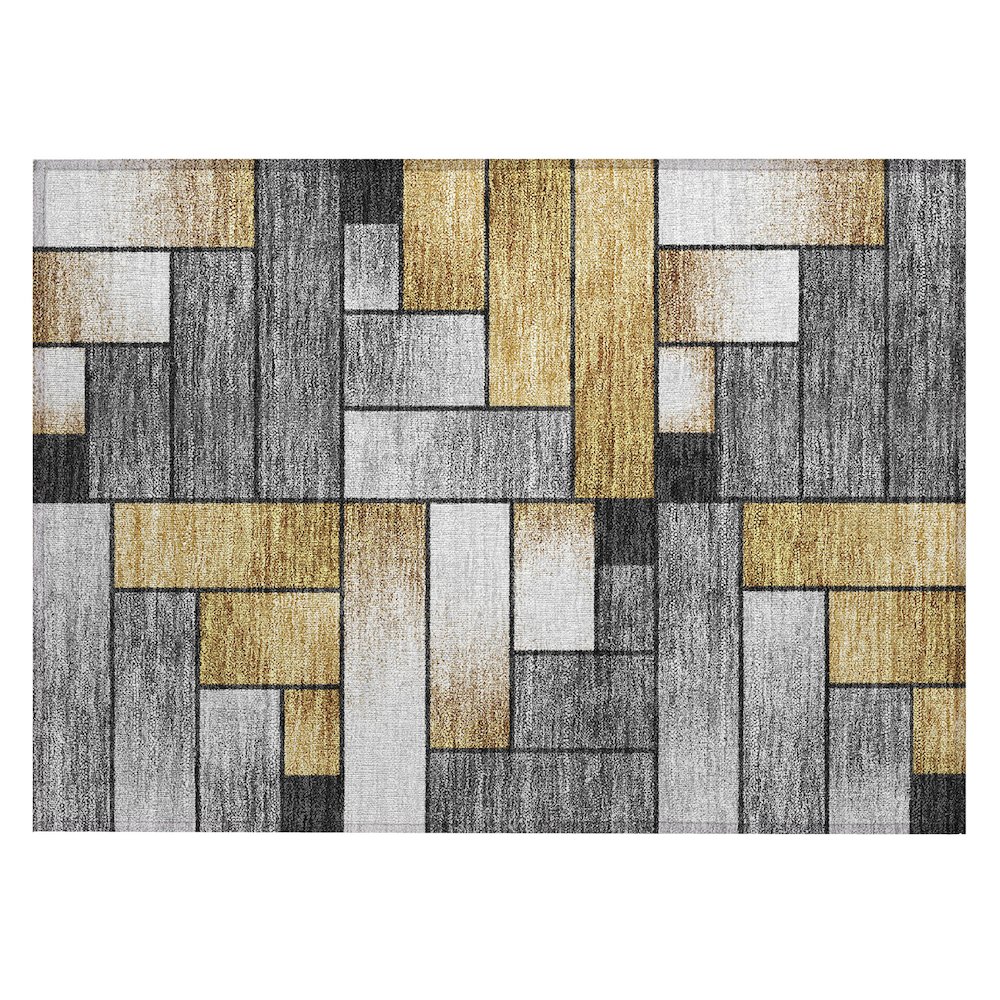 Machine Washable Indoor/Outdoor Chantille ACN2709 Black 1'8" x 2'6" Rug. Picture 1