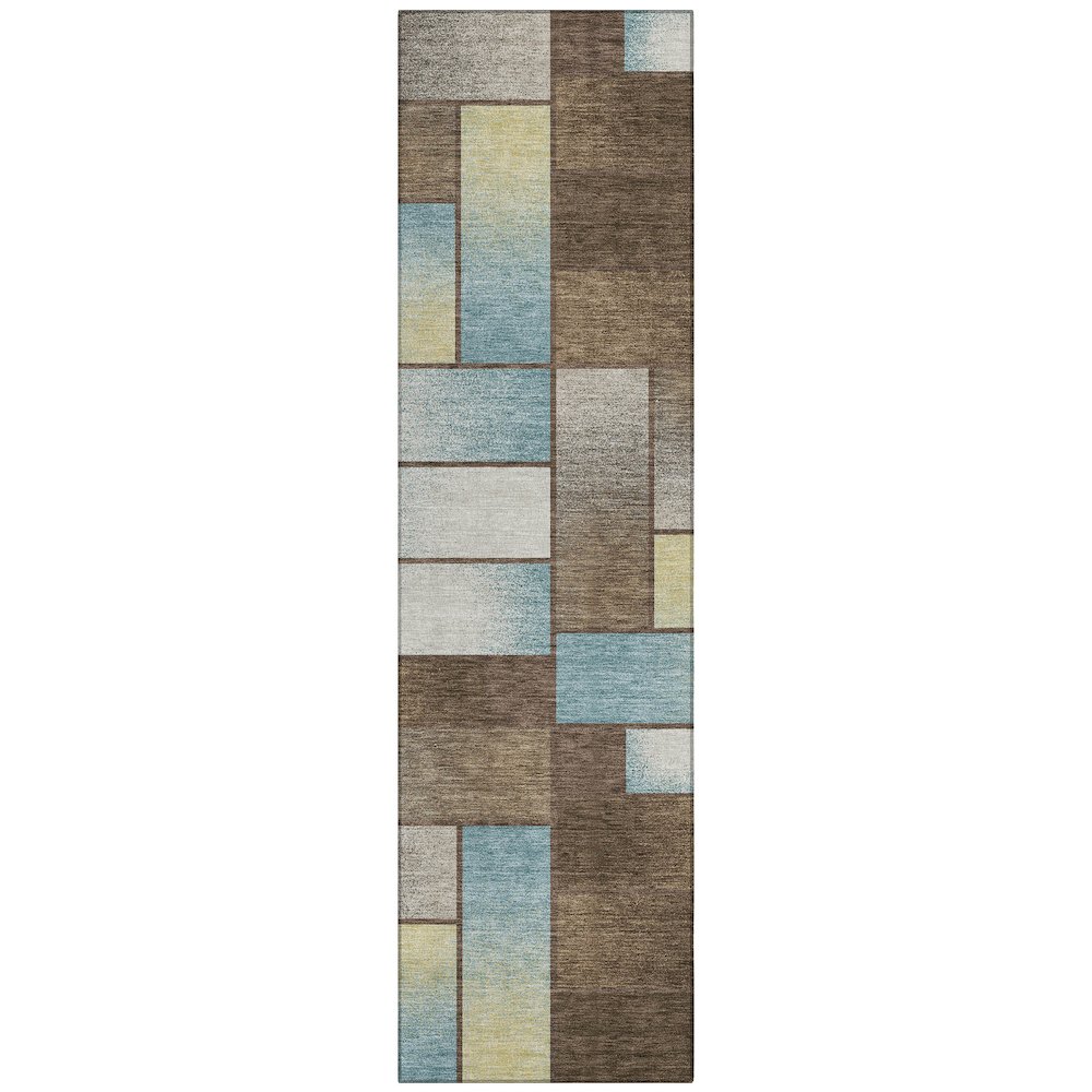 Machine Washable Indoor/Outdoor Chantille ACN2709 Brown 2'3" x 7'6" Runner Rug. Picture 1