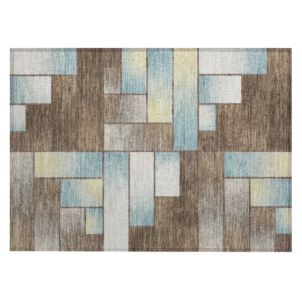 Machine Washable Indoor/Outdoor Chantille ACN2709 Brown 1'8" x 2'6" Rug. Picture 1
