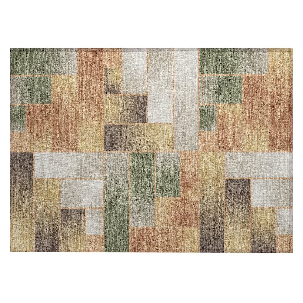 Machine Washable Indoor/Outdoor Chantille ACN2709 Orange 1'8" x 2'6" Rug. Picture 1
