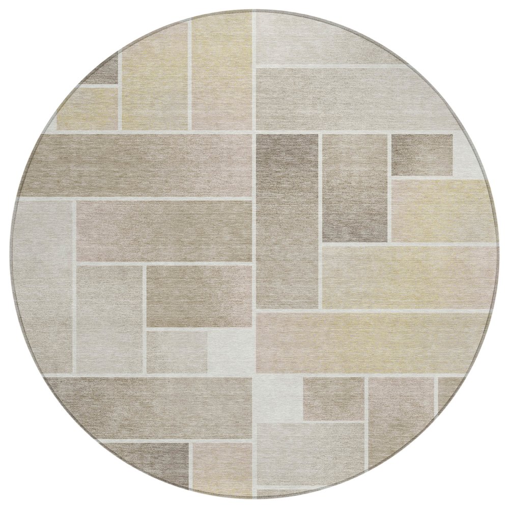Machine Washable Indoor/Outdoor Chantille ACN2709 Ivory 8' x 8' Round Rug. Picture 1