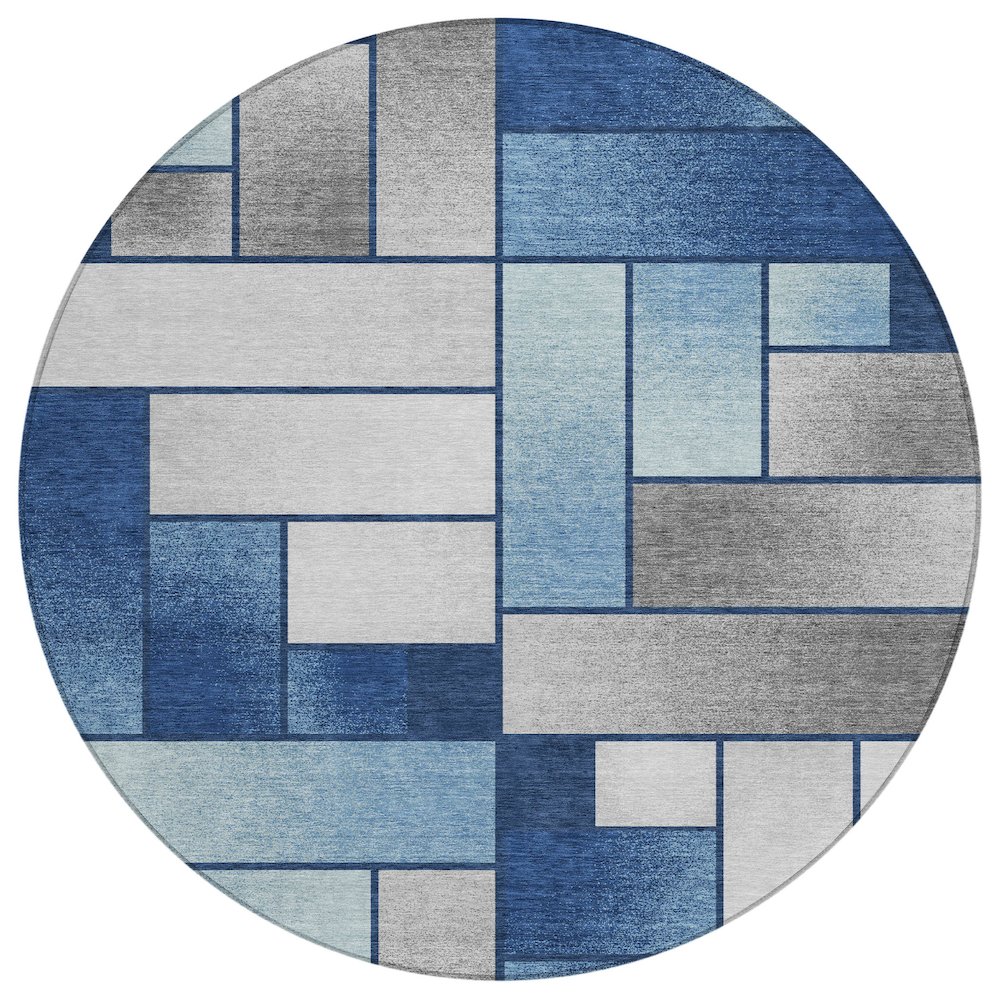 Machine Washable Indoor/Outdoor Chantille ACN2709 Blue 8' x 8' Round Rug. Picture 1