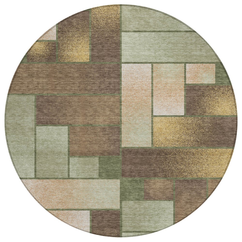 Machine Washable Indoor/Outdoor Chantille ACN2709 Green 8' x 8' Round Rug. Picture 1