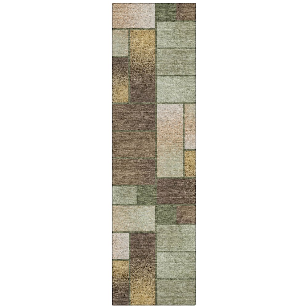 Machine Washable Indoor/Outdoor Chantille ACN2709 Green 2'3" x 7'6" Runner Rug. Picture 1