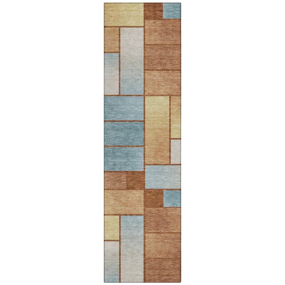Machine Washable Indoor/Outdoor Chantille ACN2709 Orange 2'3" x 7'6" Runner Rug. Picture 1