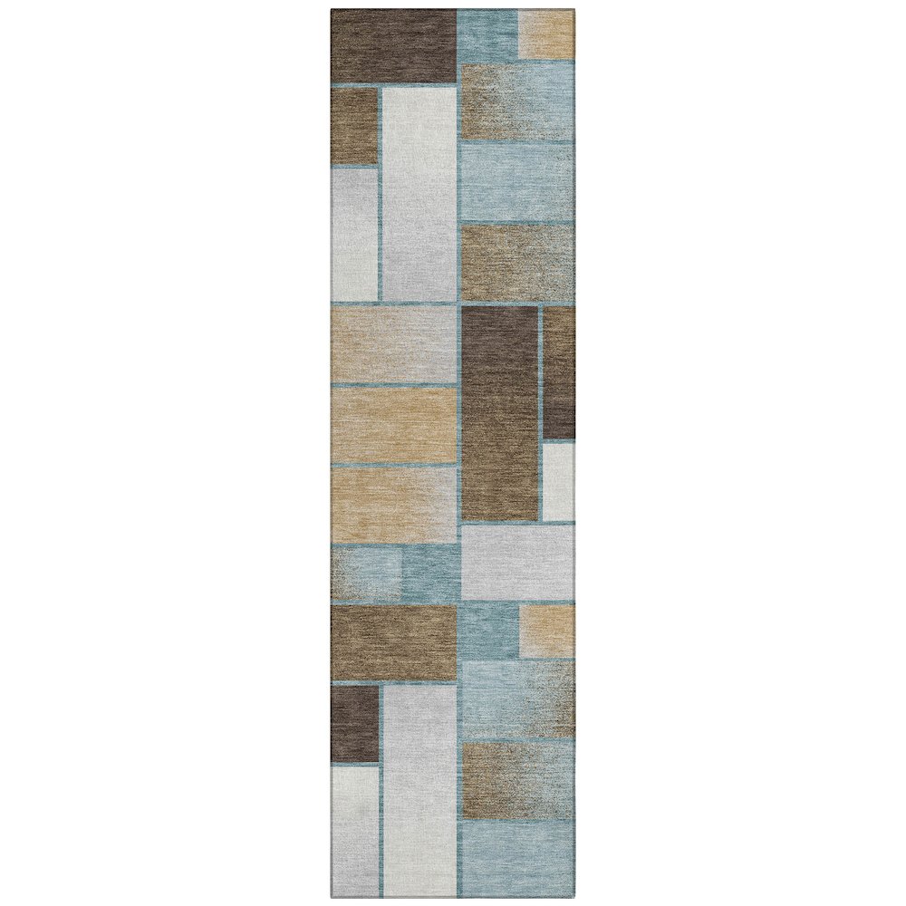 Machine Washable Indoor/Outdoor Chantille ACN2709 Teal 2'3" x 7'6" Runner Rug. Picture 1