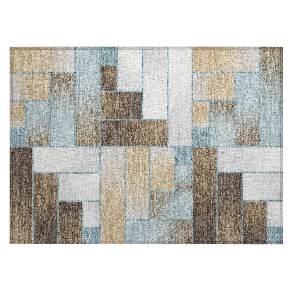 Machine Washable Indoor/Outdoor Chantille ACN2709 Teal 1'8" x 2'6" Rug. Picture 1