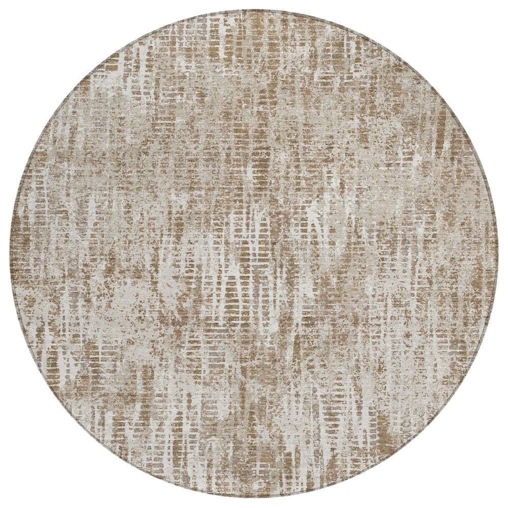Machine Washable Indoor/Outdoor Chantille ACN2710 Brown 8' x 8' Round Rug. Picture 1