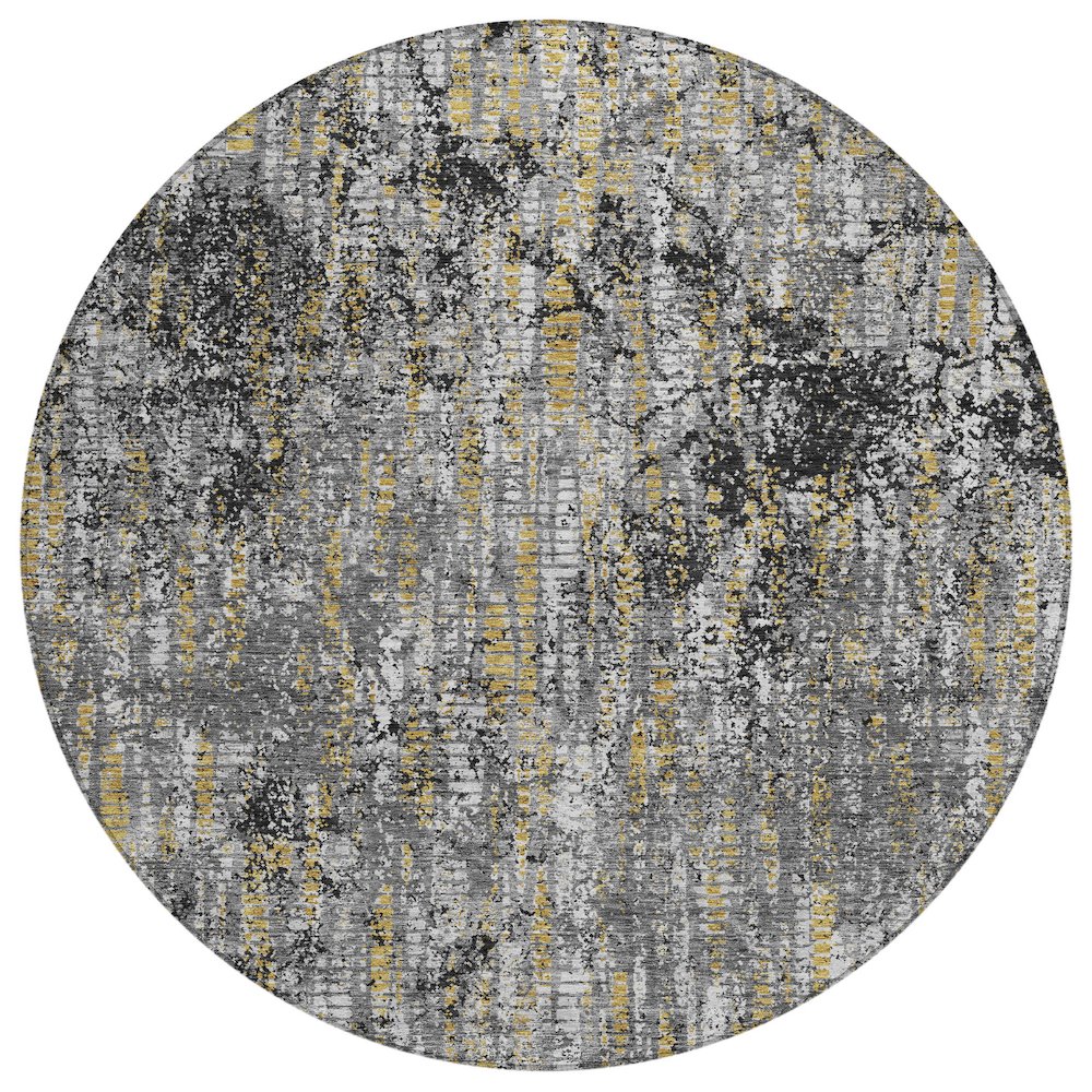 Machine Washable Indoor/Outdoor Chantille ACN2710 Black 8' x 8' Round Rug. Picture 1