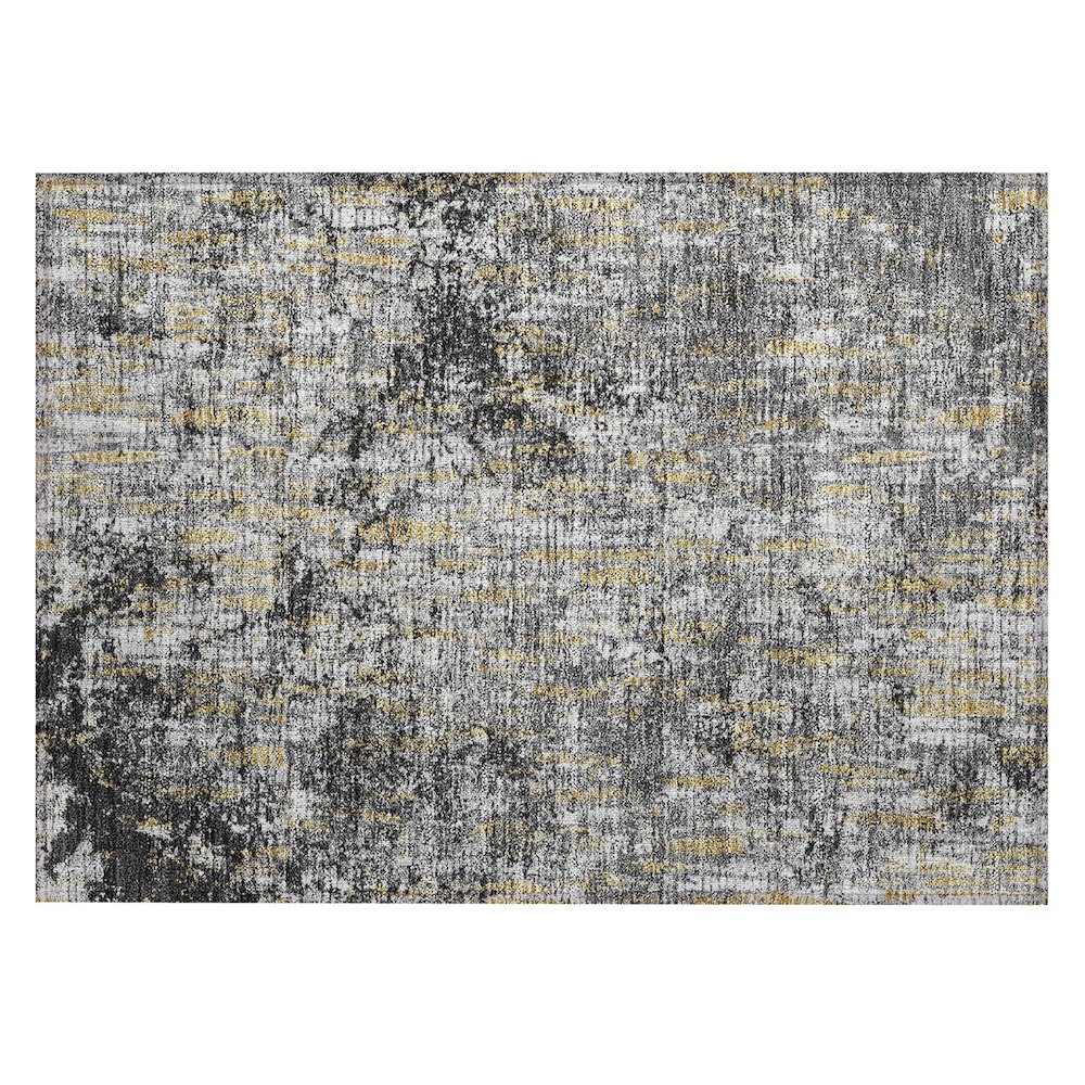 Machine Washable Indoor/Outdoor Chantille ACN2710 Black 1'8" x 2'6" Rug. Picture 1