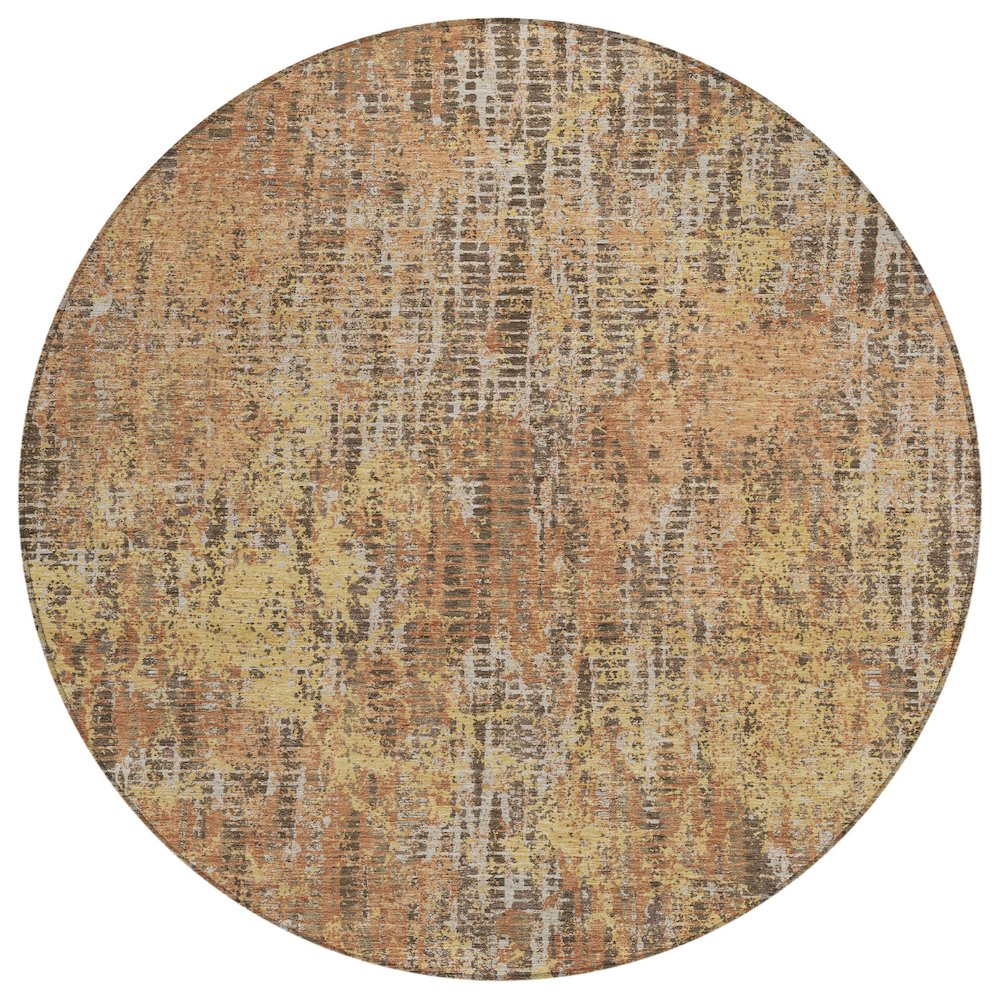 Machine Washable Indoor/Outdoor Chantille ACN2710 Orange 8' x 8' Round Rug. Picture 1