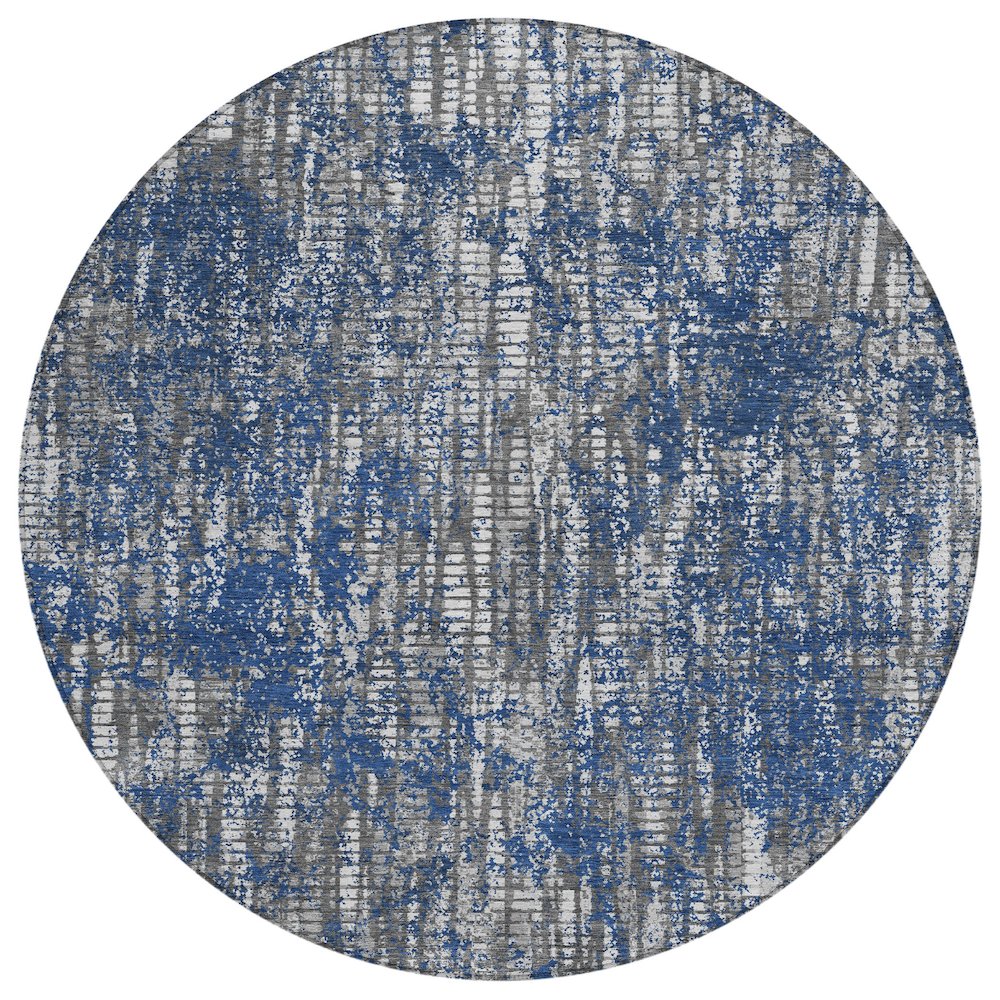 Machine Washable Indoor/Outdoor Chantille ACN2710 Blue 8' x 8' Round Rug. Picture 1