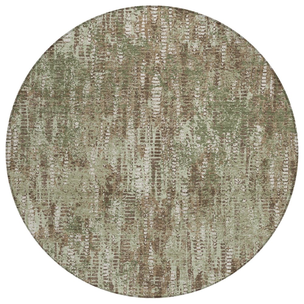 Machine Washable Indoor/Outdoor Chantille ACN2710 Green 8' x 8' Round Rug. Picture 1