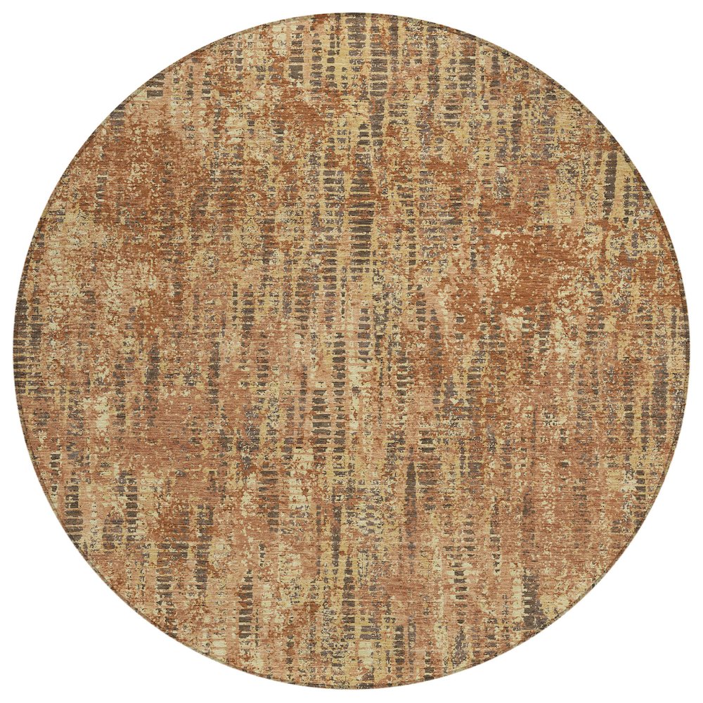 Machine Washable Indoor/Outdoor Chantille ACN2710 Orange 8' x 8' Round Rug. Picture 1