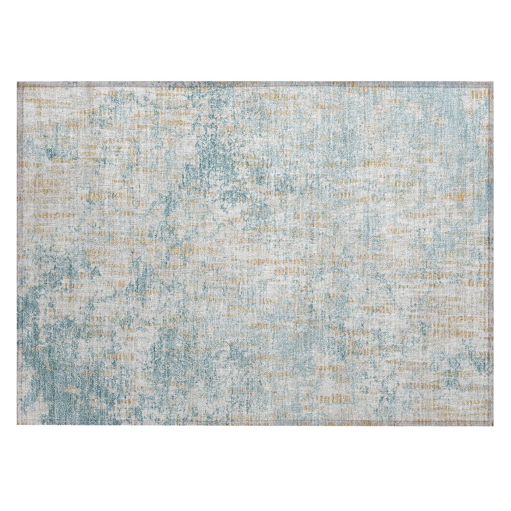 Machine Washable Indoor/Outdoor Chantille ACN2710 Teal 1'8" x 2'6" Rug. Picture 1