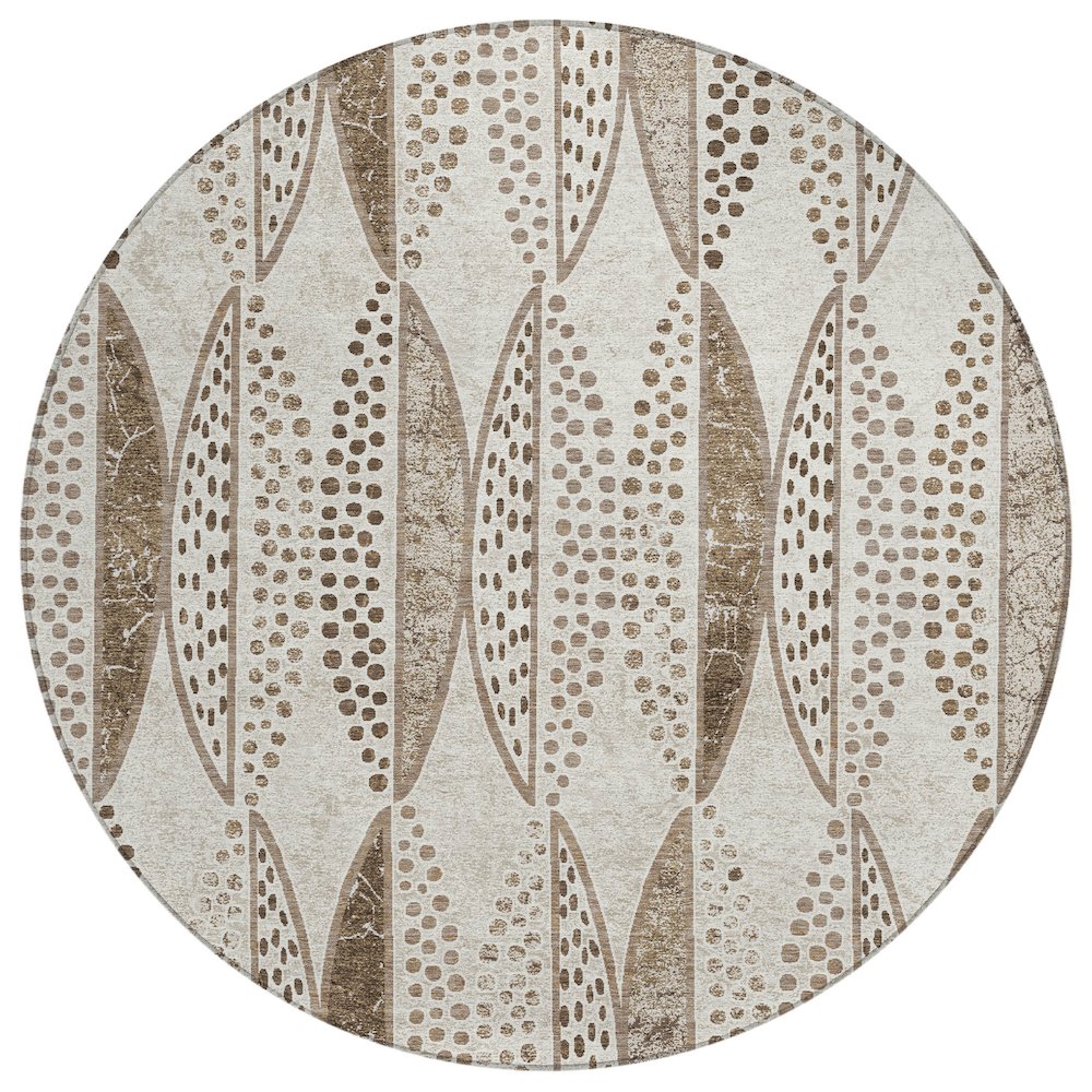 Machine Washable Indoor/Outdoor Chantille ACN2711 Brown 8' x 8' Round Rug. Picture 1