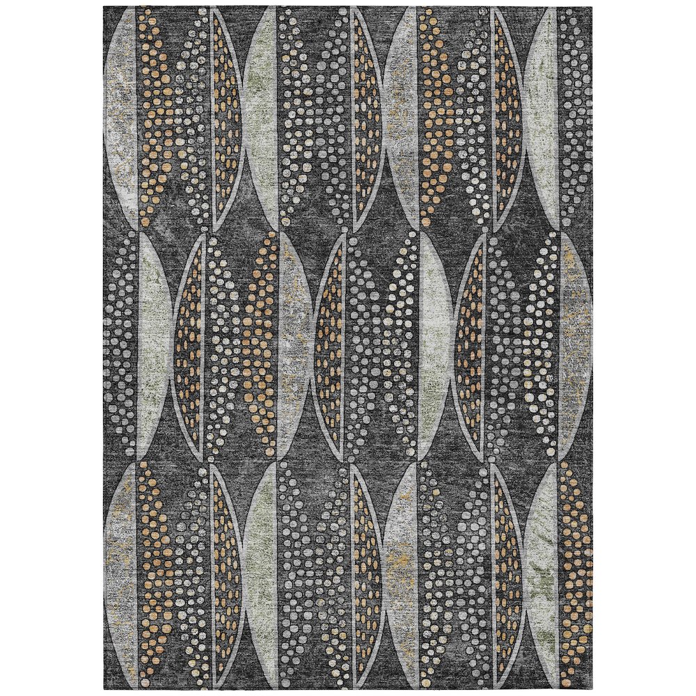 Machine Washable Indoor/Outdoor Chantille ACN2711 Black 2'6" x 3'10" Rug. Picture 1