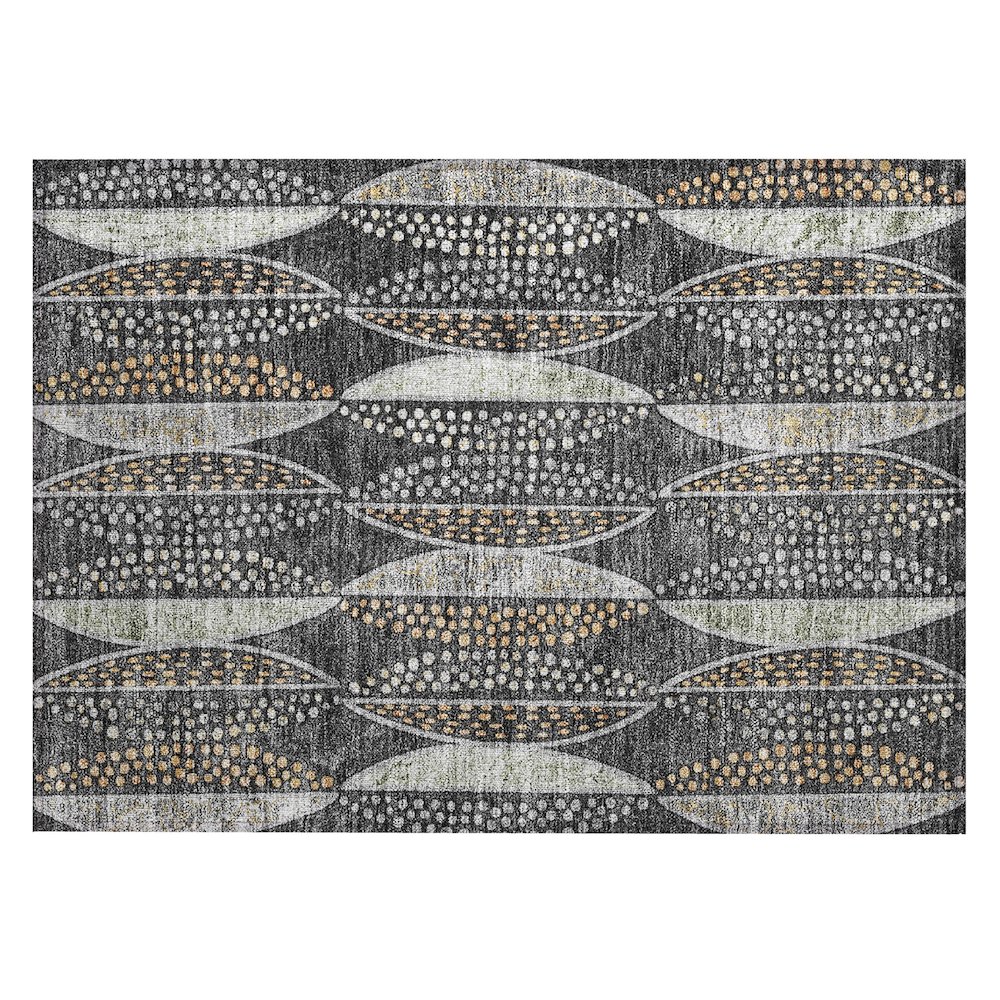 Machine Washable Indoor/Outdoor Chantille ACN2711 Black 1'8" x 2'6" Rug. Picture 1