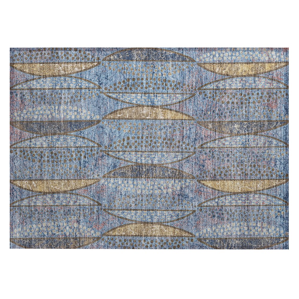 Machine Washable Indoor/Outdoor Chantille ACN2711 Blue 1'8" x 2'6" Rug. Picture 1